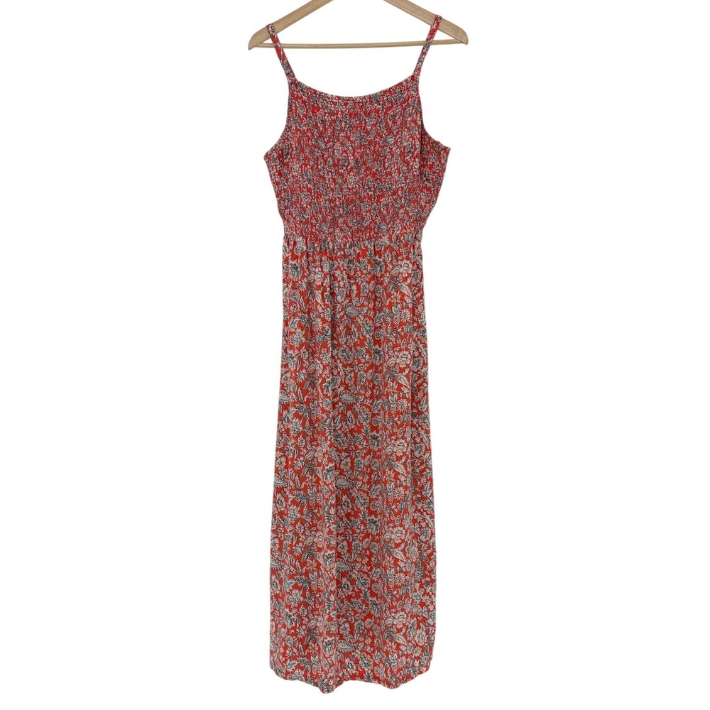 Old Navy Floral Smocked Maxi Dress Red White Blue Size L Women